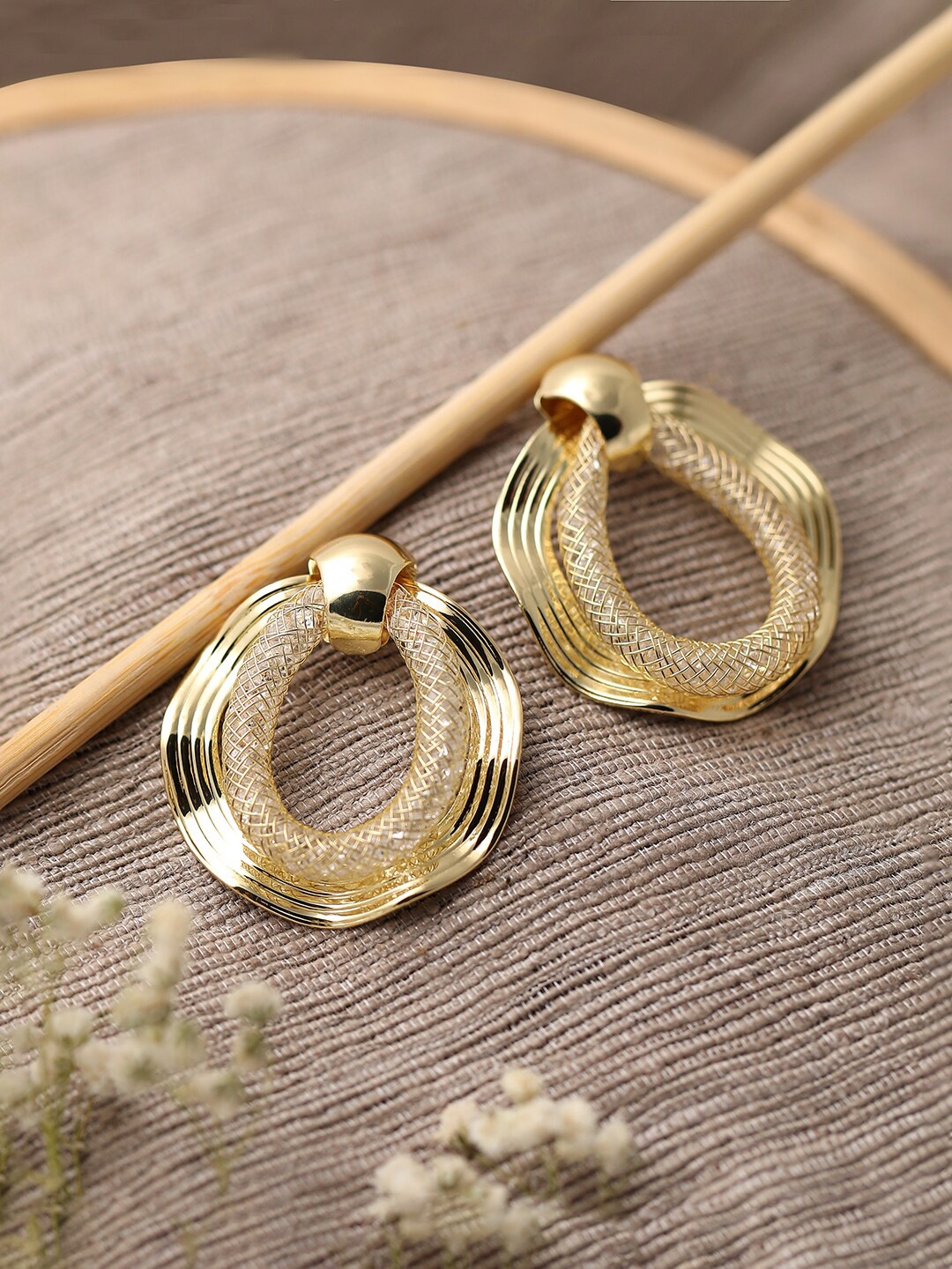 

SOHI Women Gold-Plated Geometric Drop Earrings