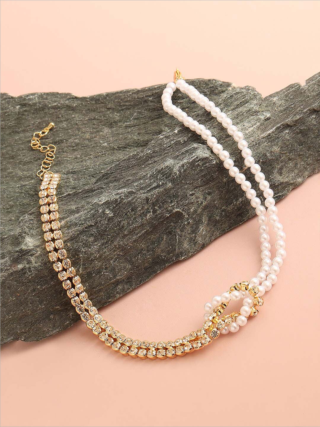 

SOHI Women Gold-Plated White & Gold-Toned Necklace