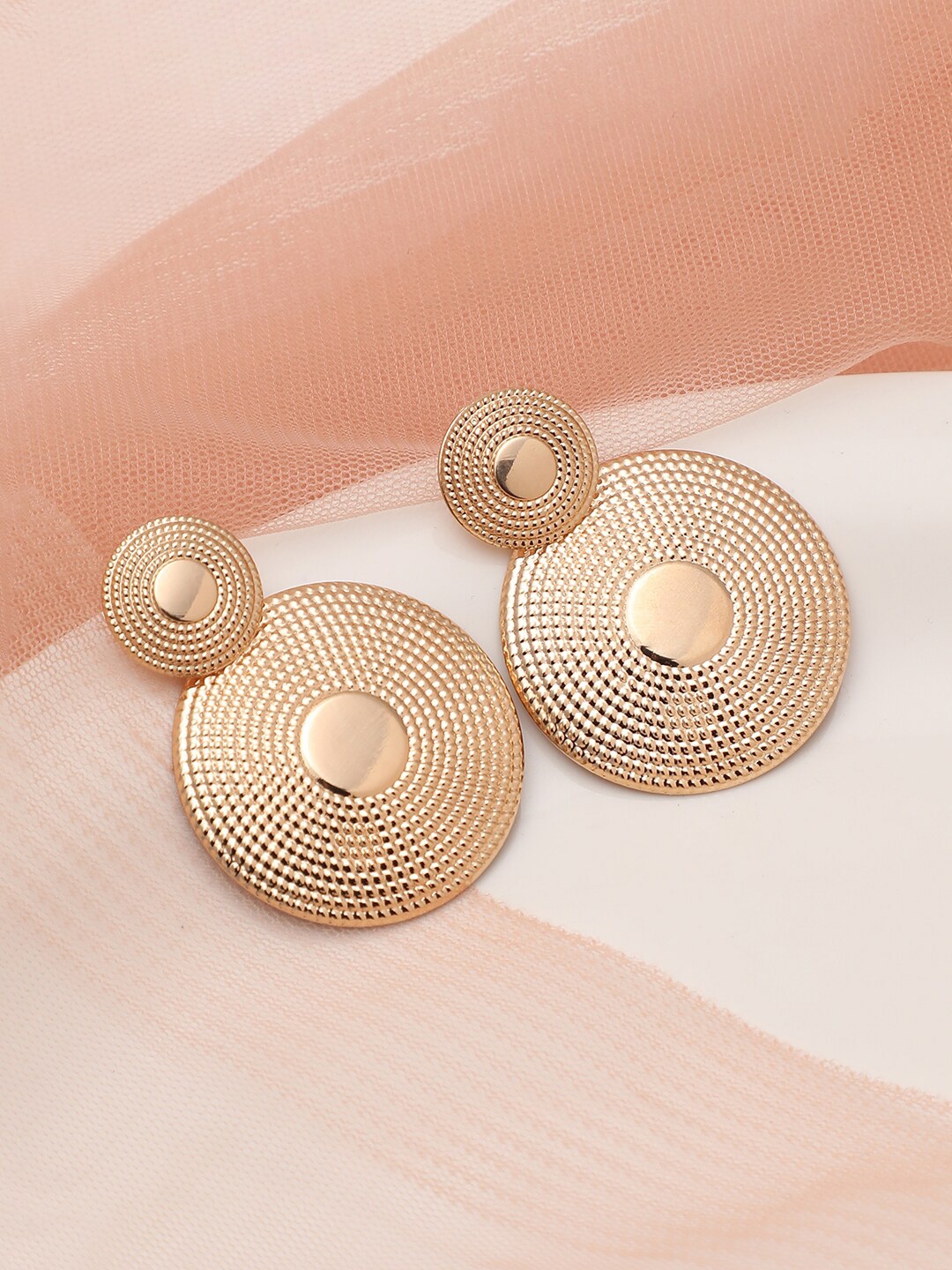 

SOHI Gold-Plated Contemporary Drop Earrings