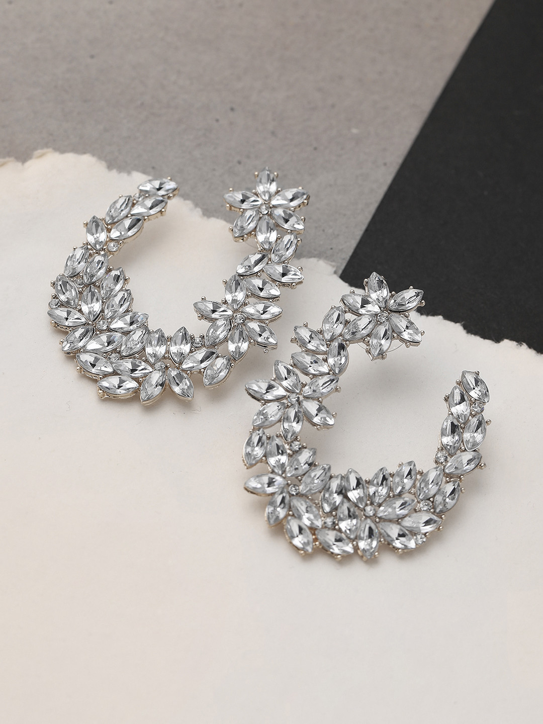 

SOHI Silver-Toned Contemporary Drop Earrings