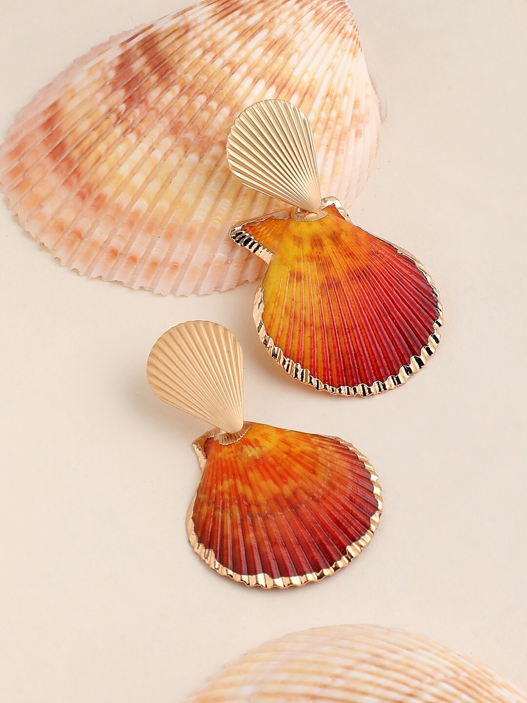 

SOHI Contemporary Gold Plated Drop Earrings, Orange