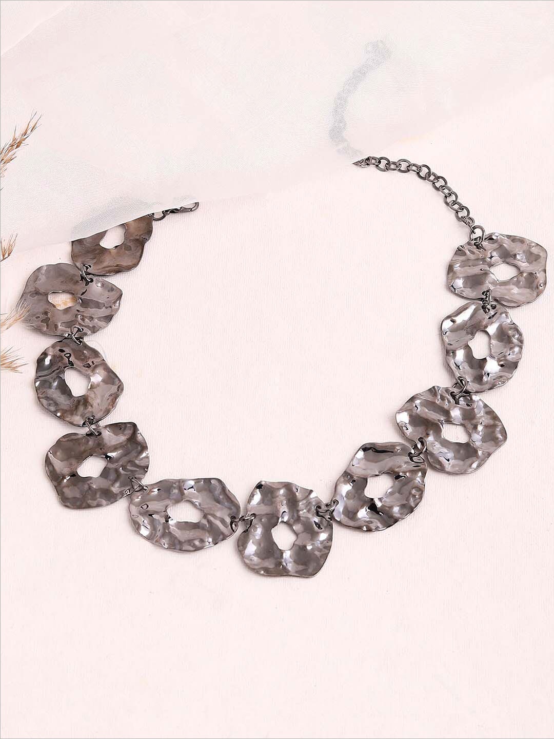 

SOHI Silver-Toned & White Silver-Plated Necklace