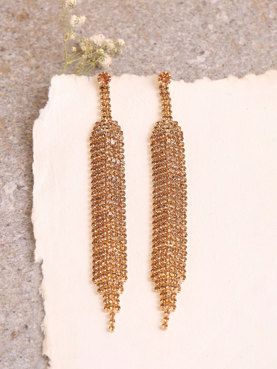 

SOHI Gold-Toned Contemporary Drop Earrings
