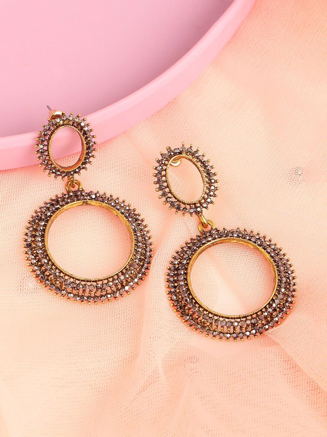 

SOHI Women Black Gold Plated Drop Earrings