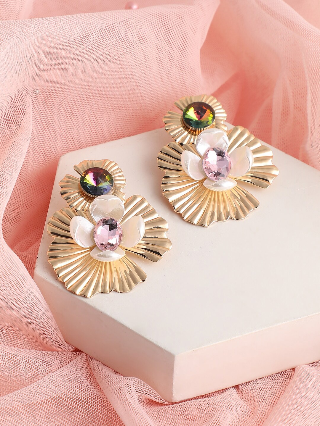 

SOHI Women Gold Plated Drop Earrings