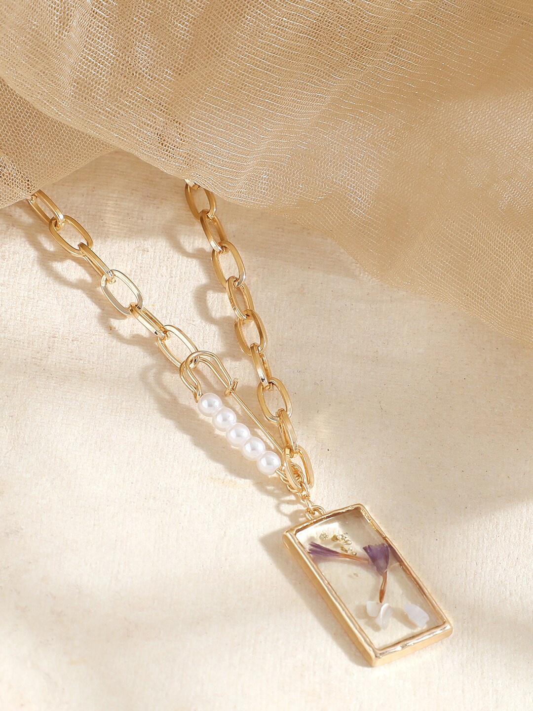 

SOHI Gold & White Gold Plated Pendant With Chain