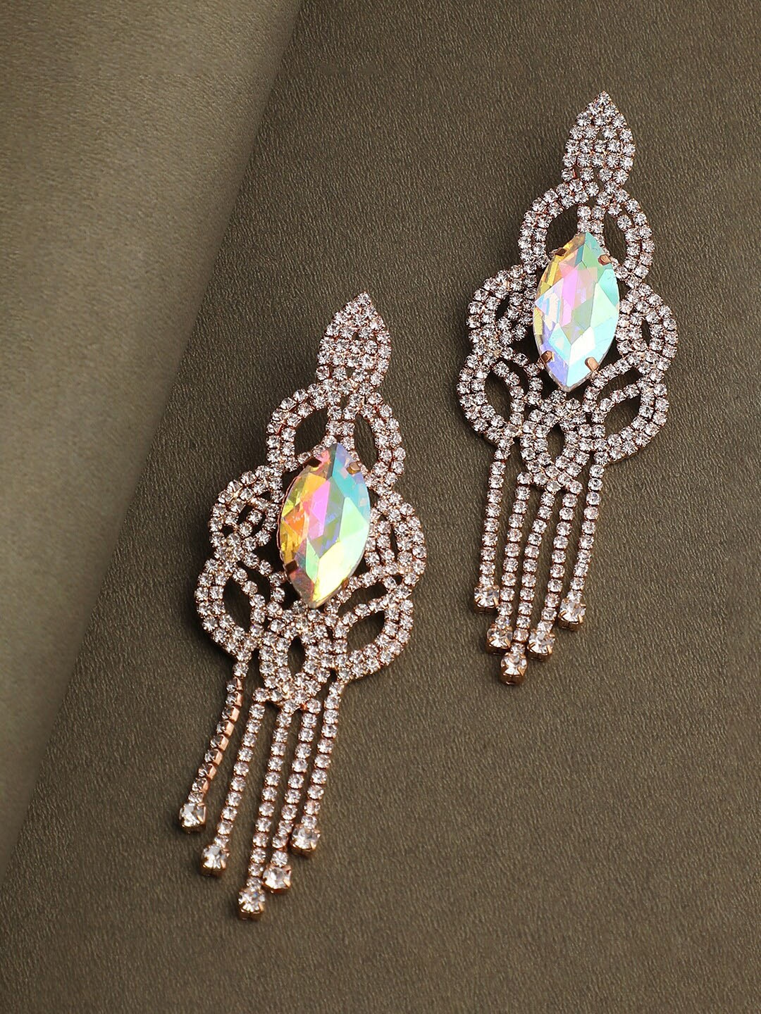 

SOHI Silver-Toned & Gold Plated Contemporary Drop Earrings