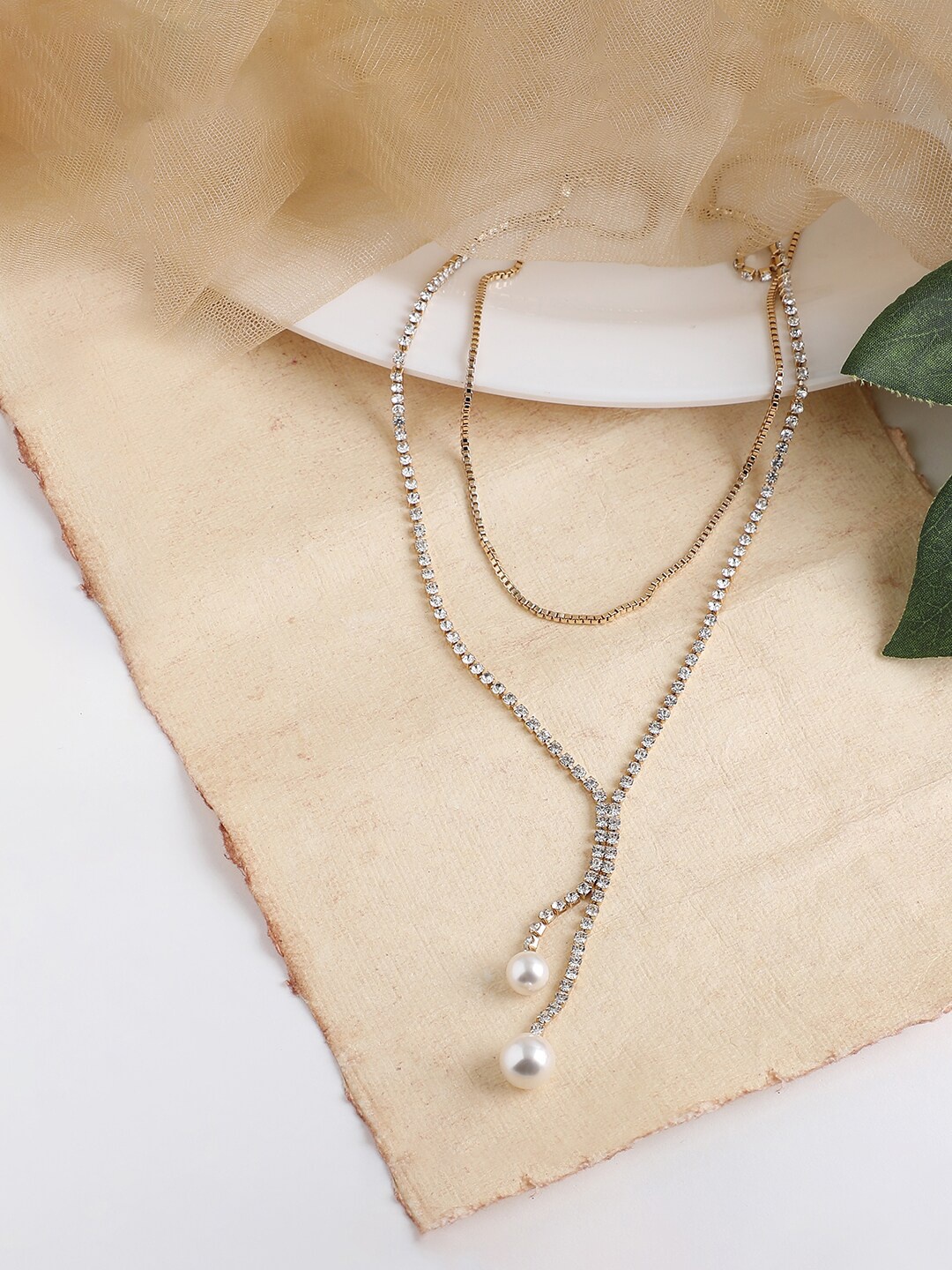 

SOHI Gold-Toned & White Gold-Plated Layered Chain