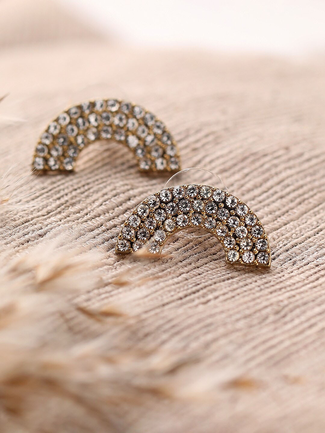 

SOHI Silver-Toned & Gold-Toned Gold Plated Contemporary Studs Earrings