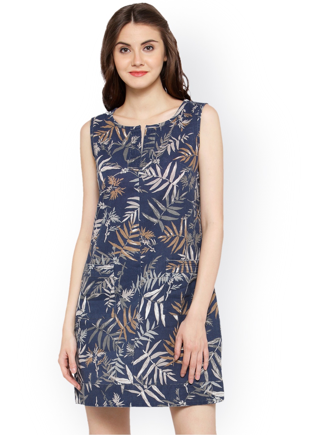 

Gipsy Women Navy Blue Printed Shift Dress