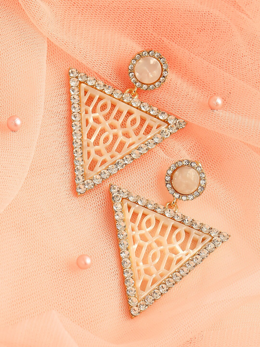 

SOHI Gold-Toned Gold Plated Triangular Drop Earrings