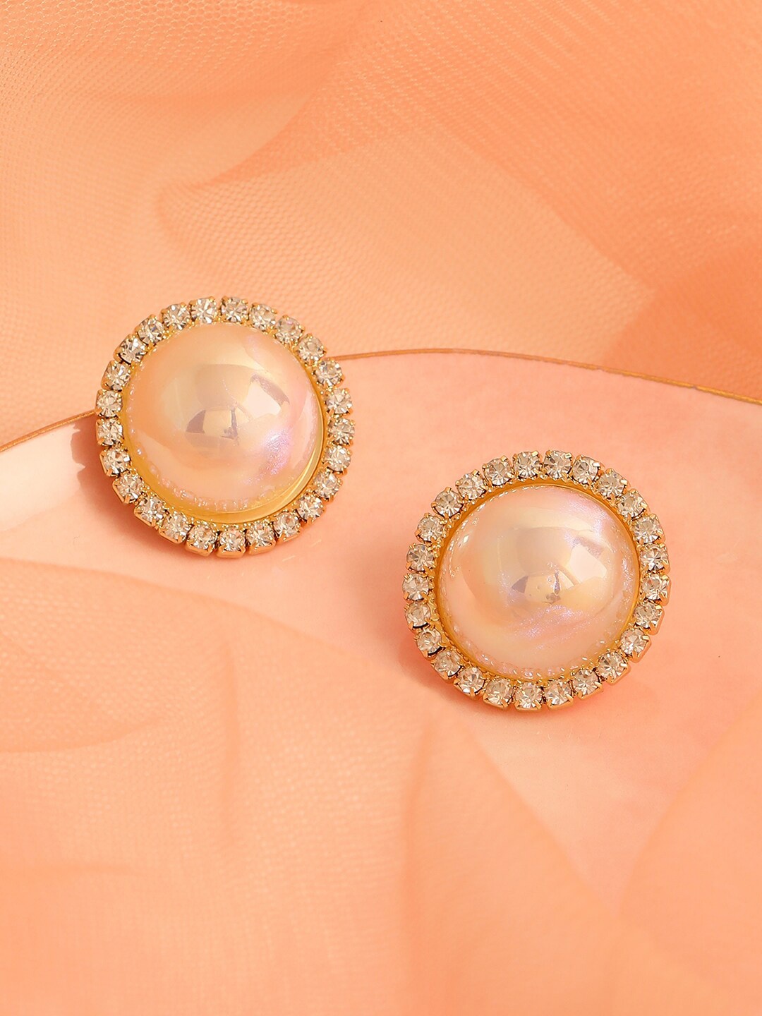 

SOHI Gold-Plated Contemporary Studs Earrings
