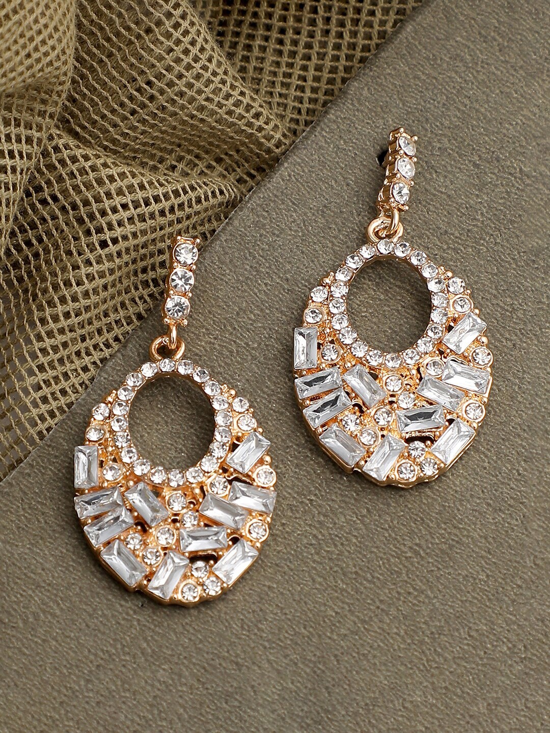 

SOHI Silver-Toned Contemporary Drop Earrings