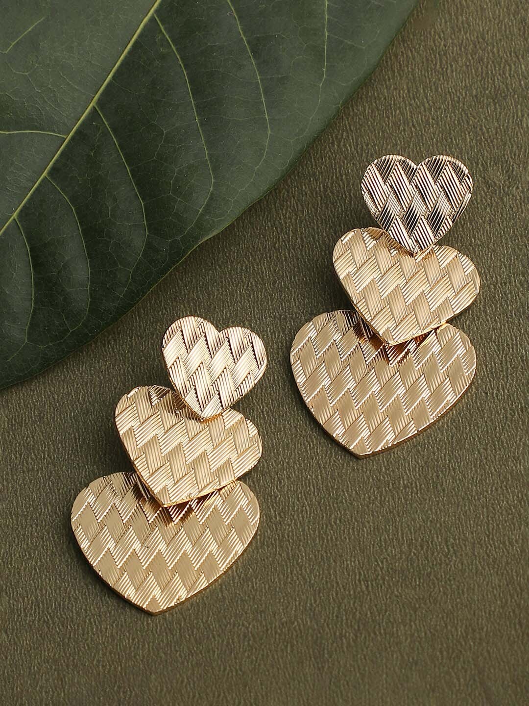 

SOHI Gold-Toned Contemporary Drop Earrings