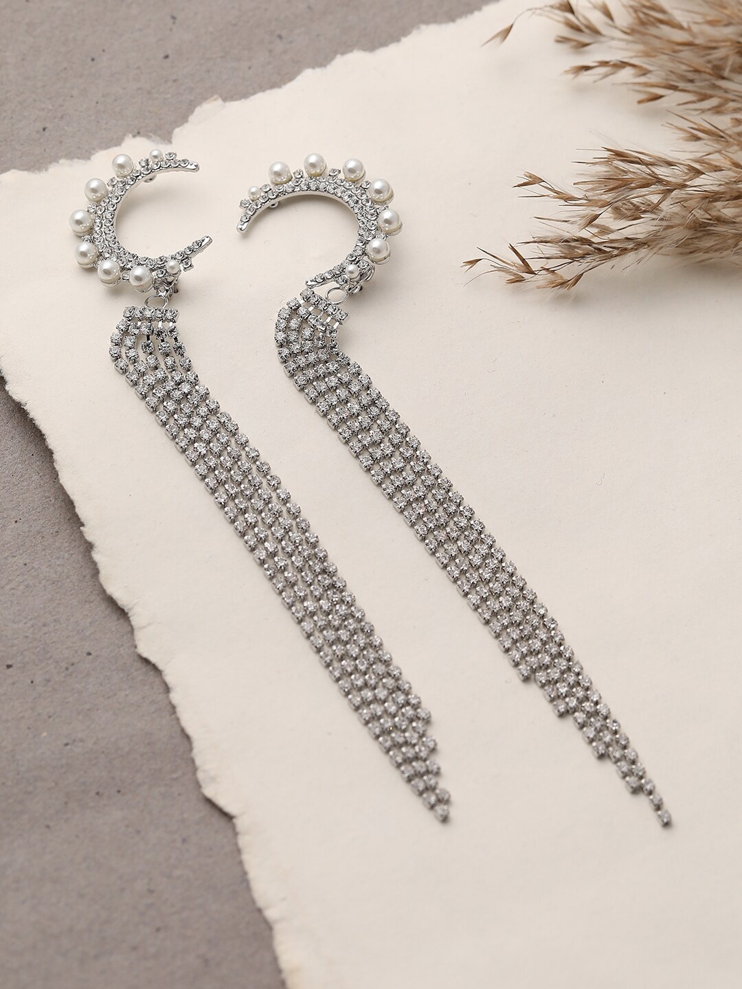 

SOHI Silver-Toned Contemporary Drop Earrings