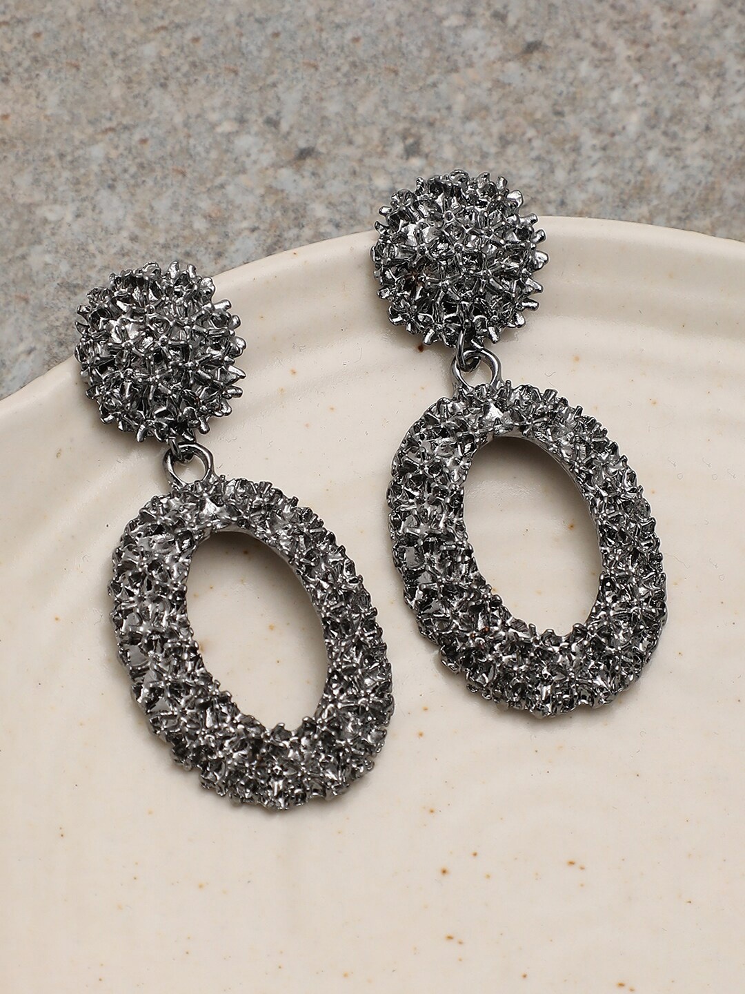 

SOHI Silver-Toned Contemporary Hoop Earrings