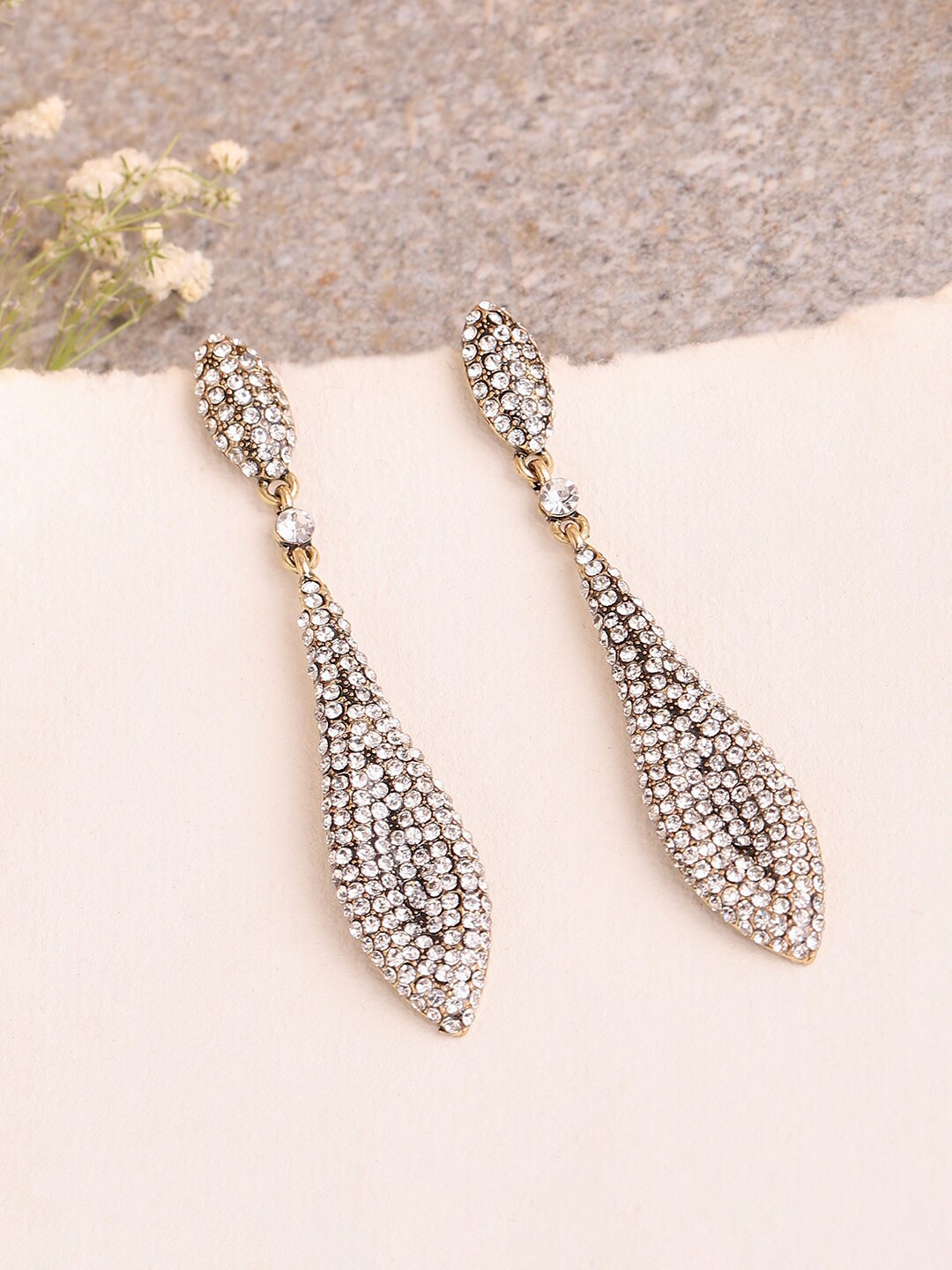 

SOHI Silver-Toned Contemporary Drop Earrings
