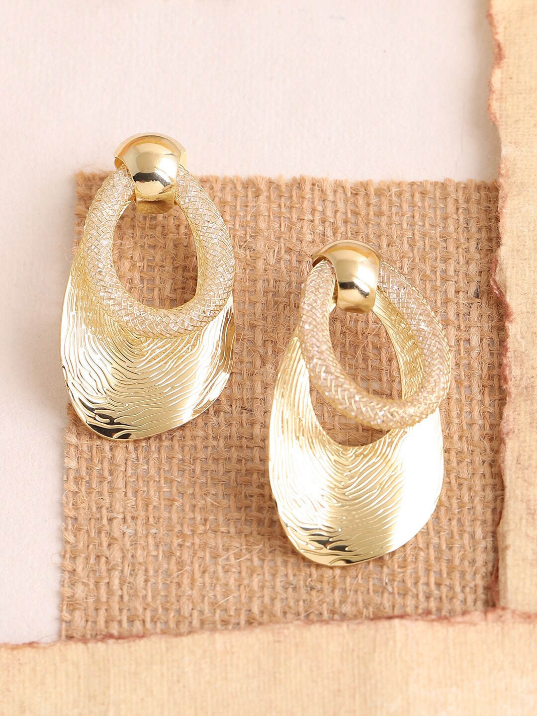 

SOHI Gold-Toned Contemporary Drop Earrings