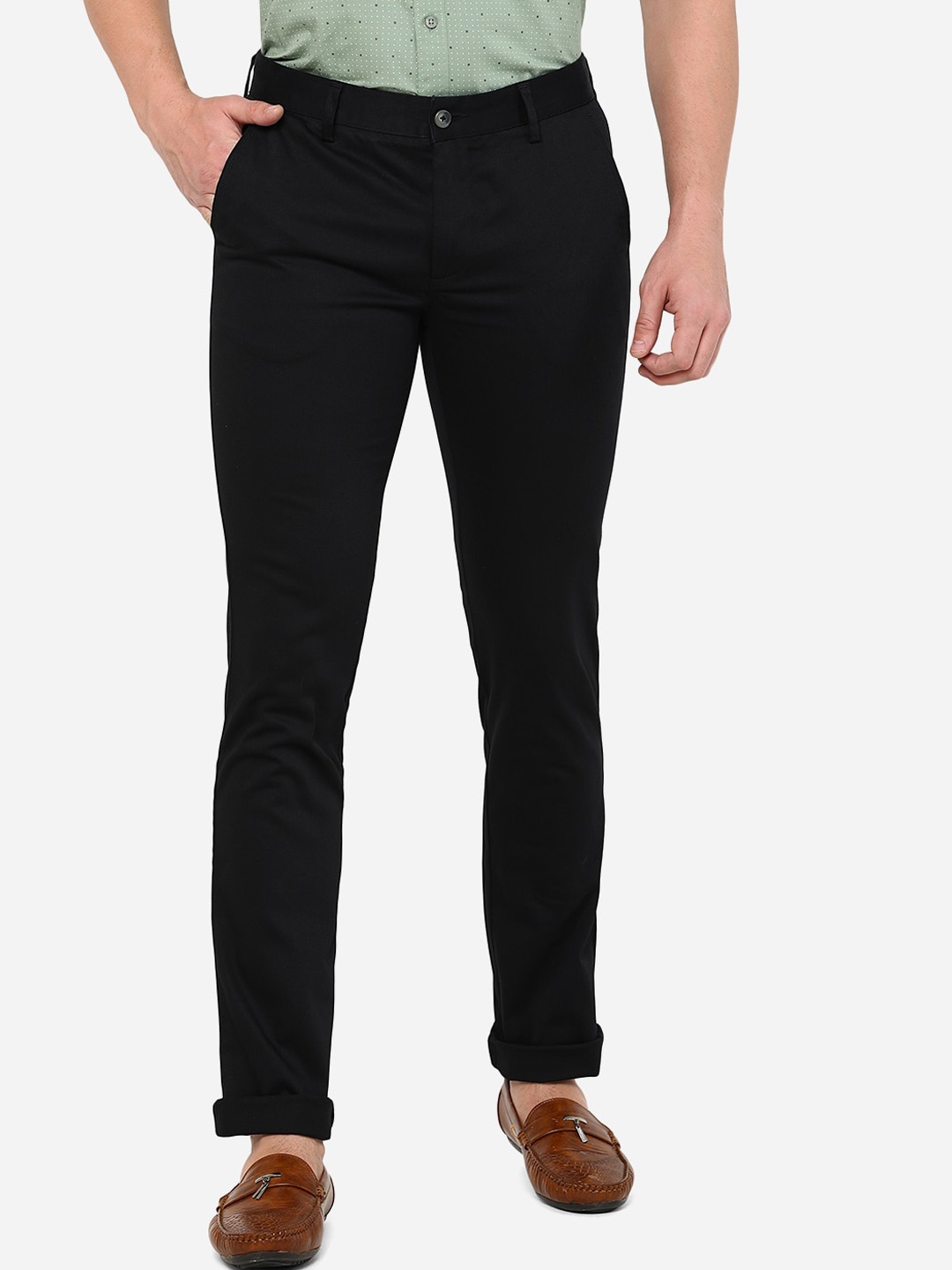 

Greenfibre Men Black Slim Fit Pure Cotton Trousers