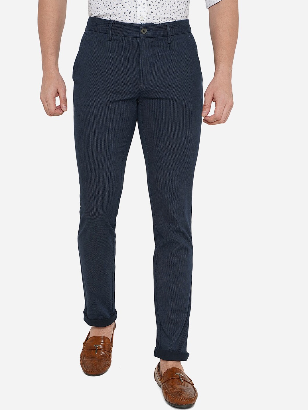 

Greenfibre Men Blue Slim Fit Pure Cotton Trousers