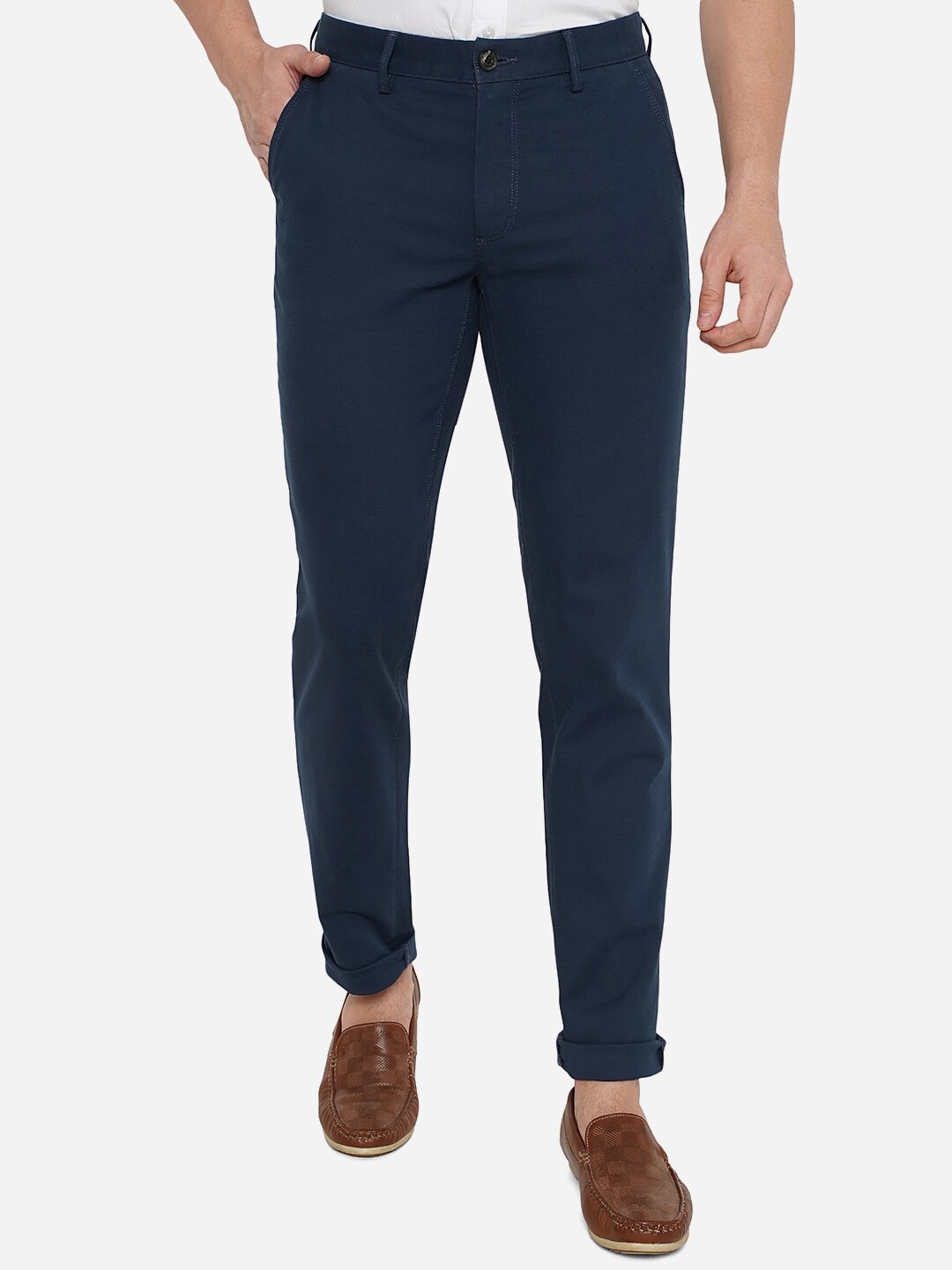 

JADE BLUE Men Blue Slim Fit Chinos Trousers
