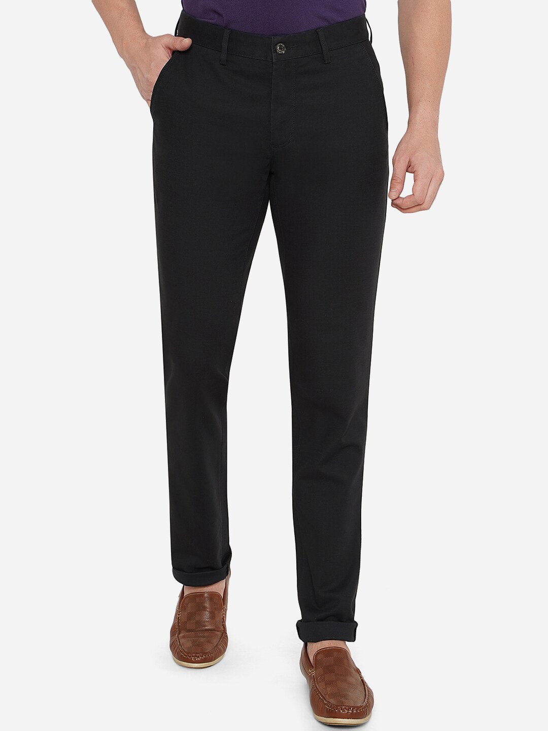 

JADE BLUE Men Black Slim Fit Trousers