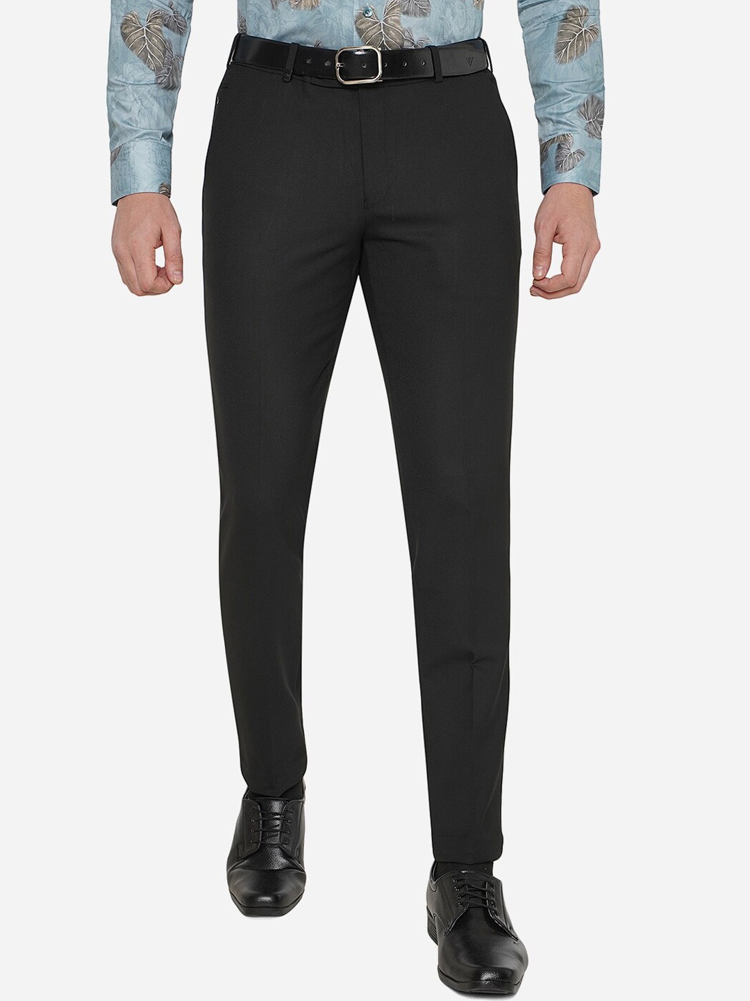 

JADE BLUE Men Black Slim Fit Trousers