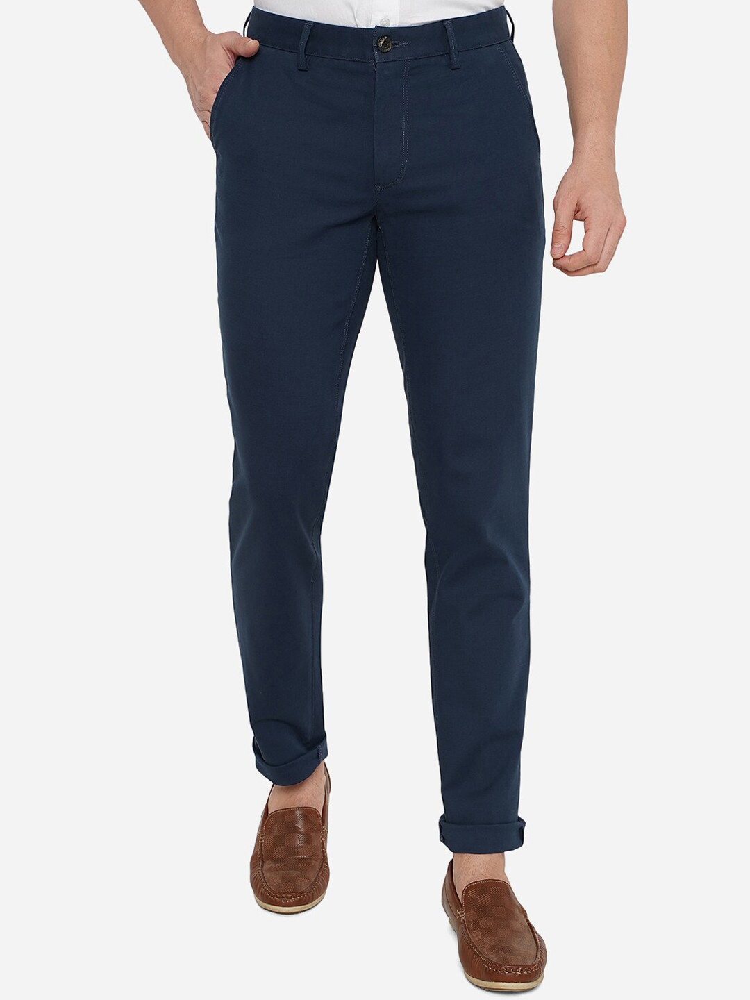 

JADE BLUE Men Blue Slim Fit Chinos Trousers