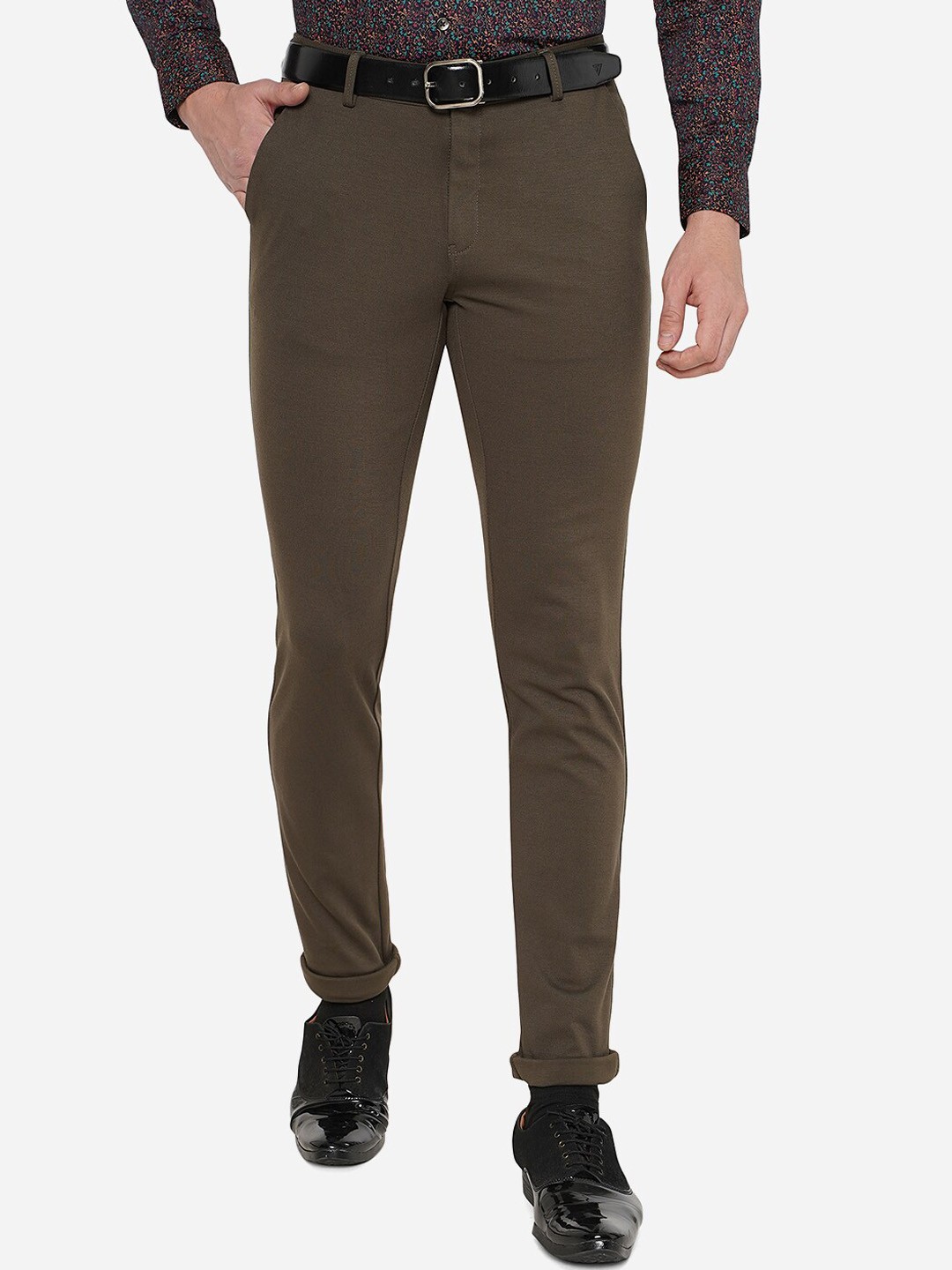 

JB STUDIO Men Brown Cotton Slim Fit Trousers