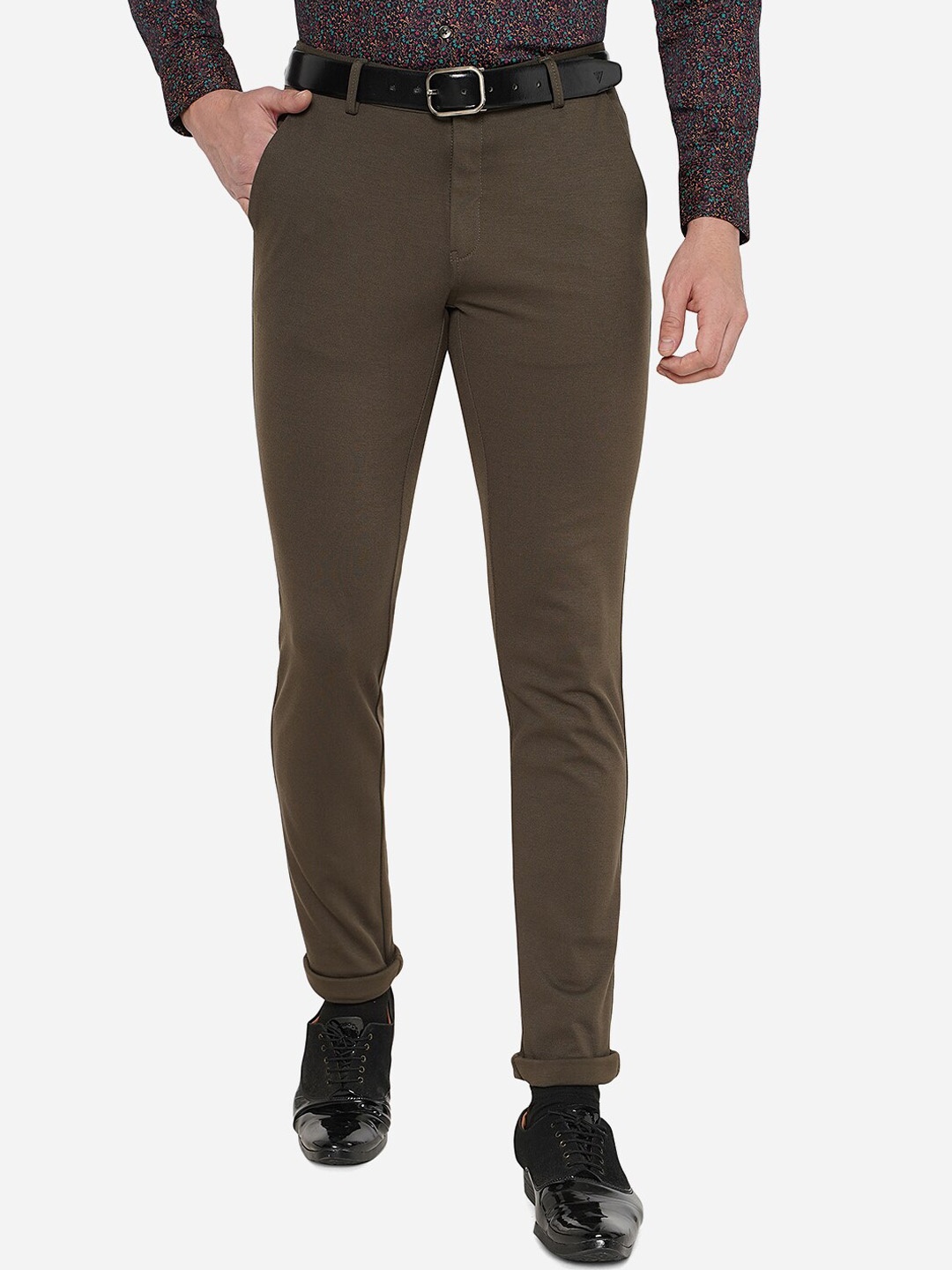 

JB STUDIO Men Brown Cotton Slim Fit Trousers