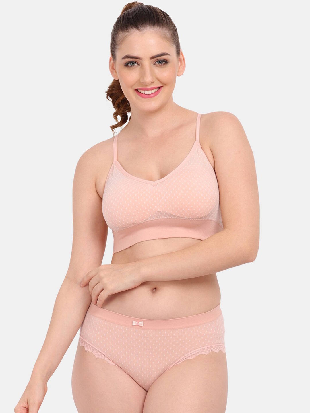 

Amour Secret Women Peach Solid Lingerie Set