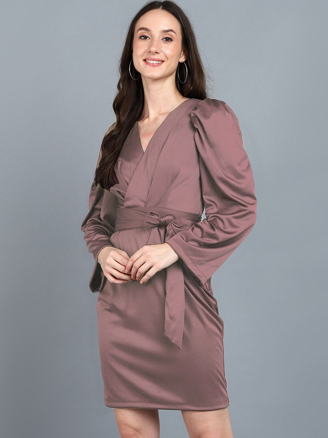 

shashvi Women Brown Belted Sheath Dress