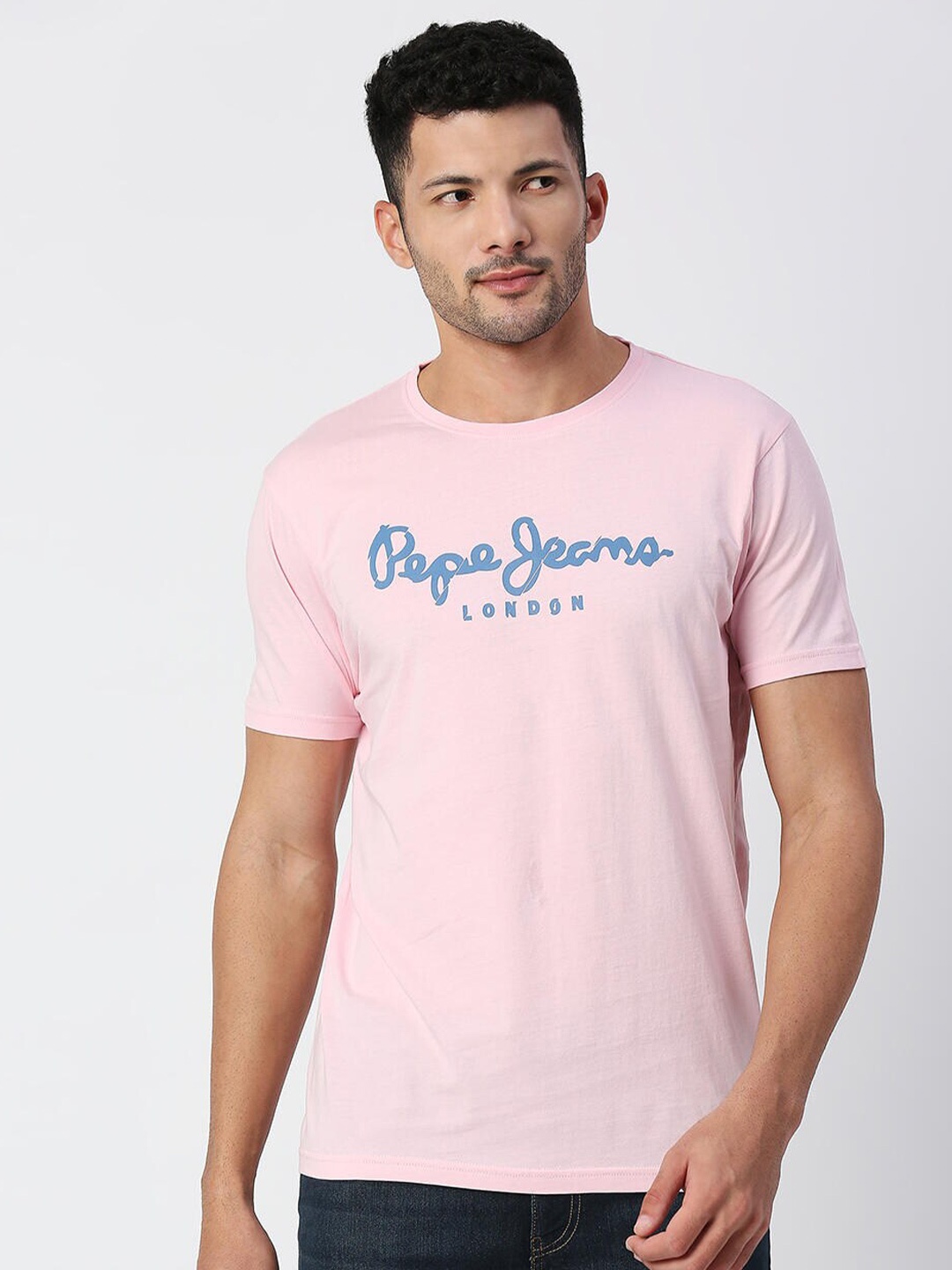 

Pepe Jeans Men Pink Cotton Typography Printed T-shirt