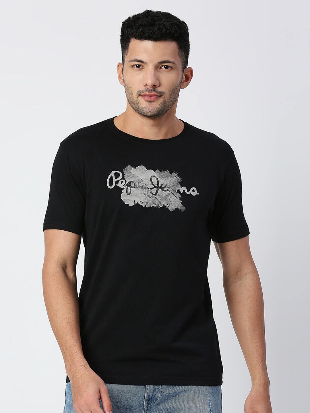 

Pepe Jeans Men Black Cotton Typography Printed T-shirt
