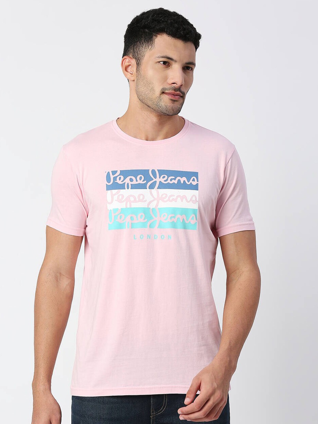 

Pepe Jeans Men Pink Cotton Typography Printed T-shirt