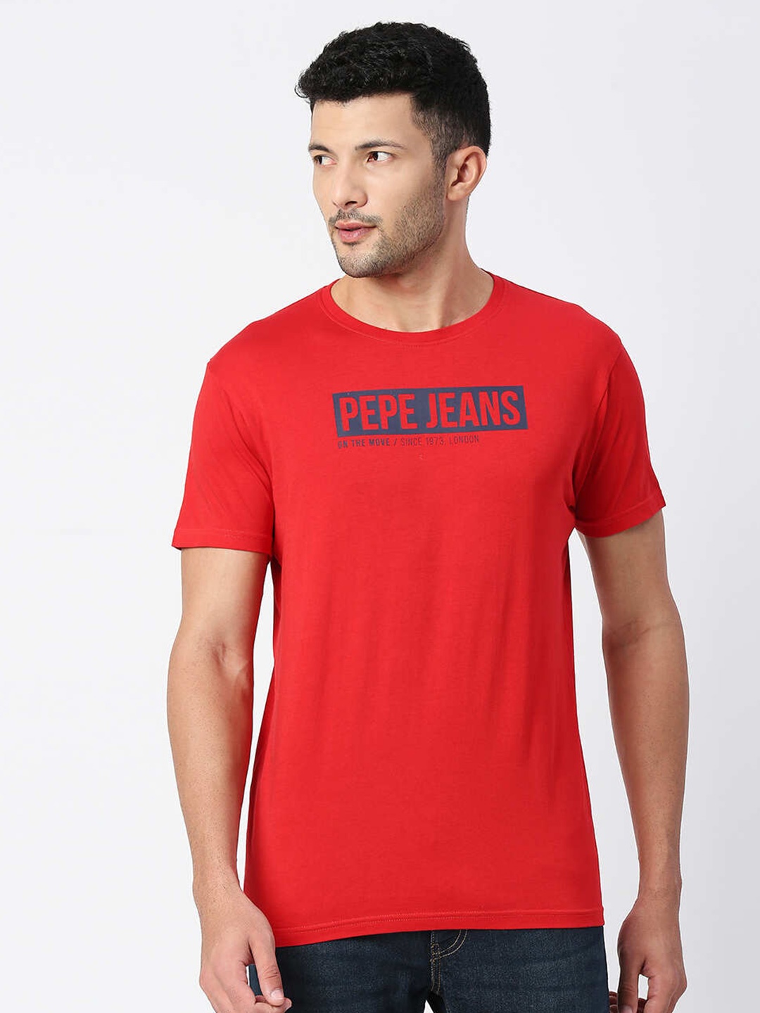 

Pepe Jeans Men Red Cotton Typography Printed T-shirt