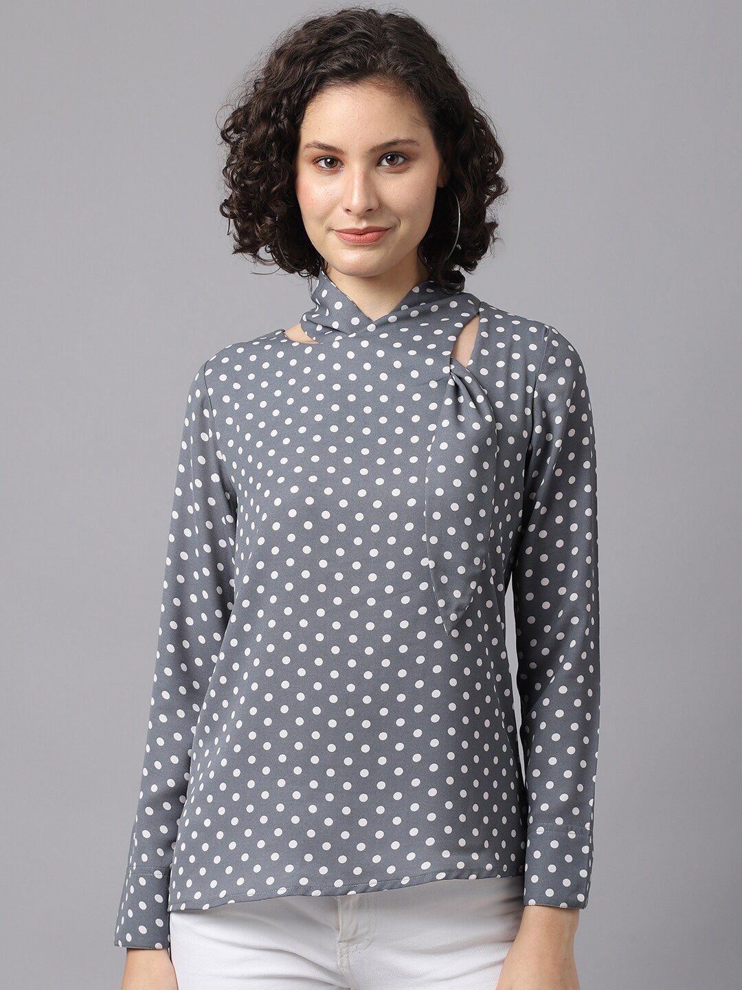 

La Zoire Grey Print Georgette Top