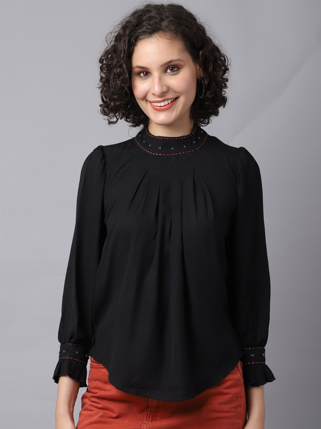 

La Zoire Black Georgette Top