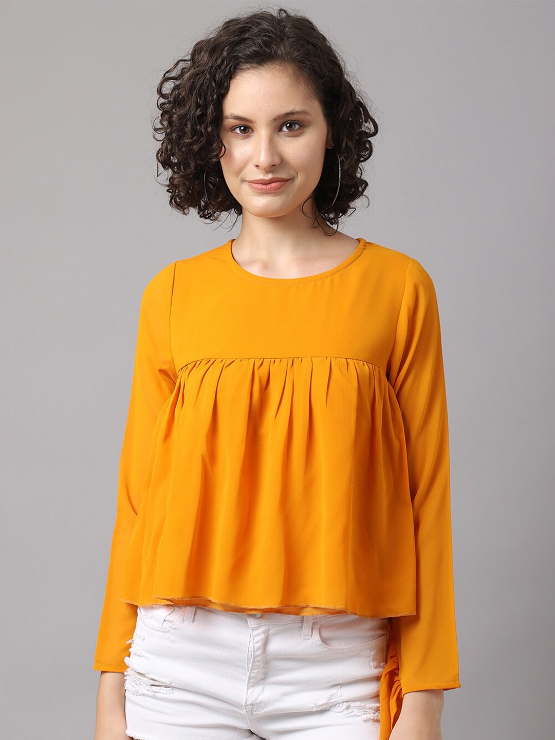 

La Zoire Mustard Yellow Georgette Top