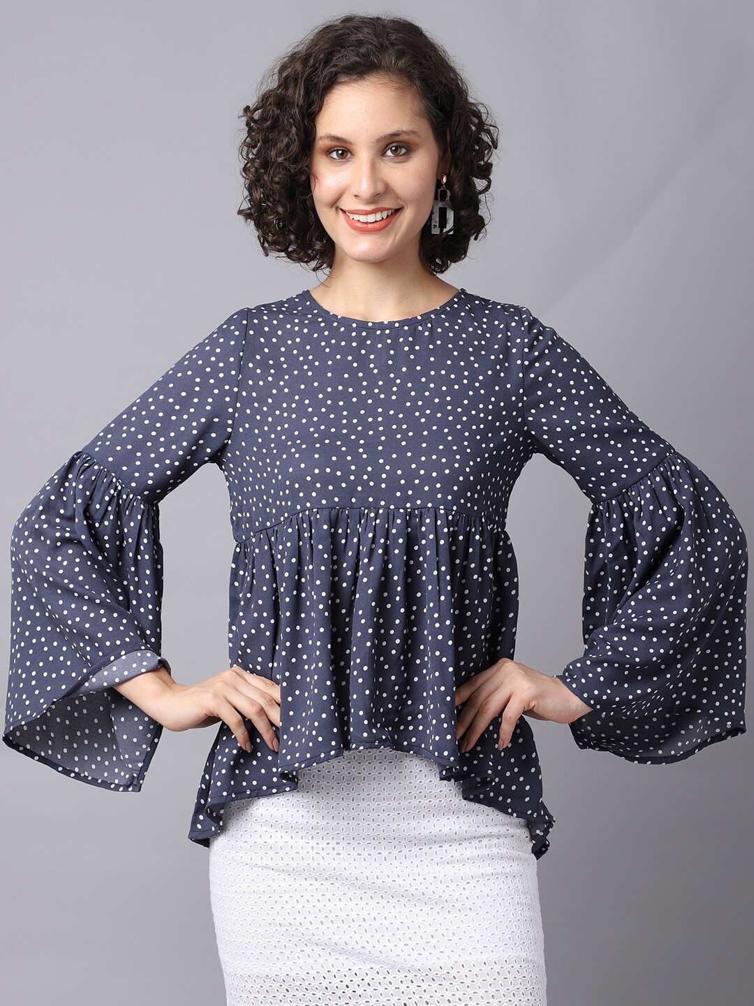 

La Zoire Grey Print Georgette Top