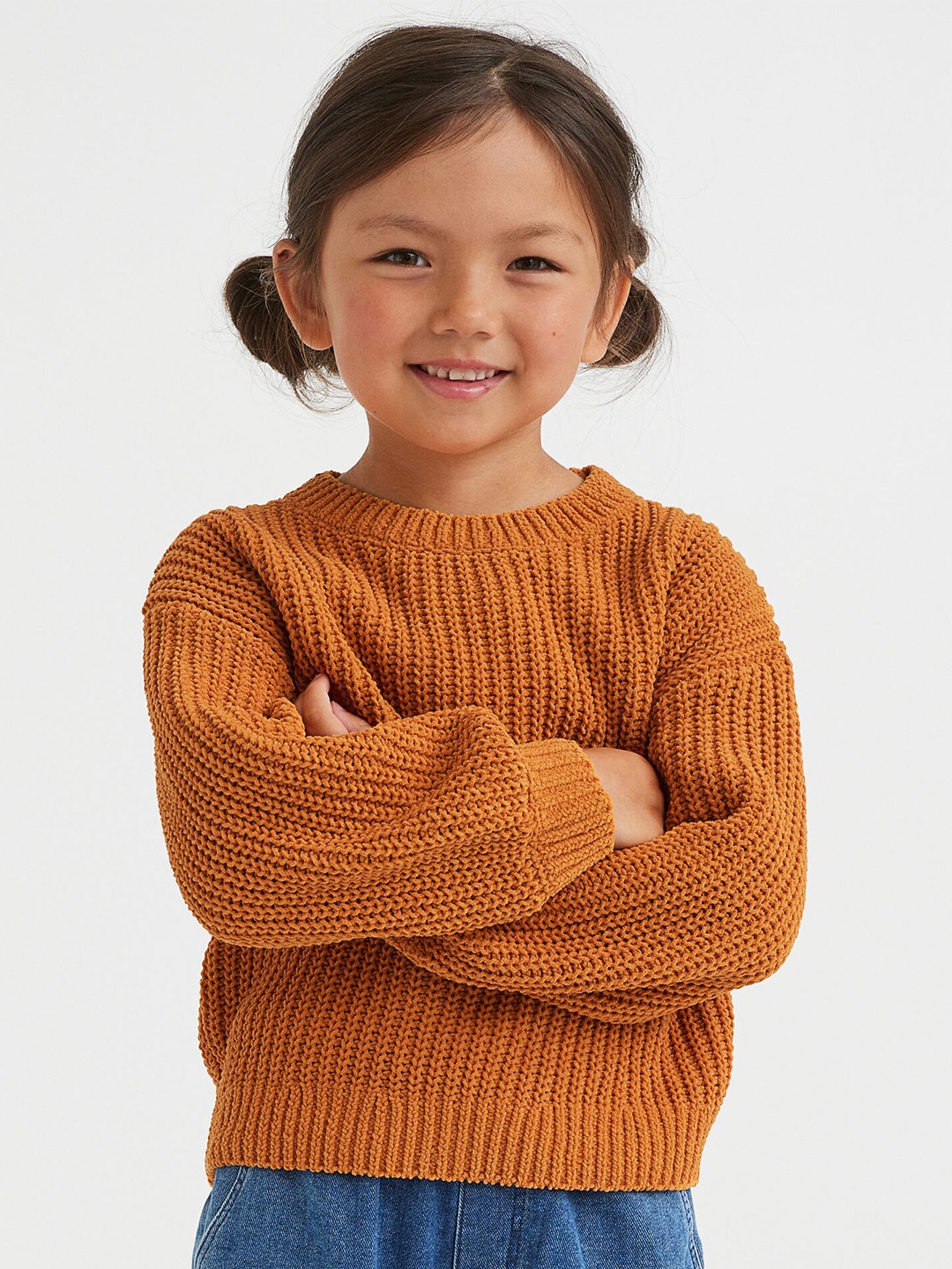 

H&M Girls Orange Knitted Chenille Jumper