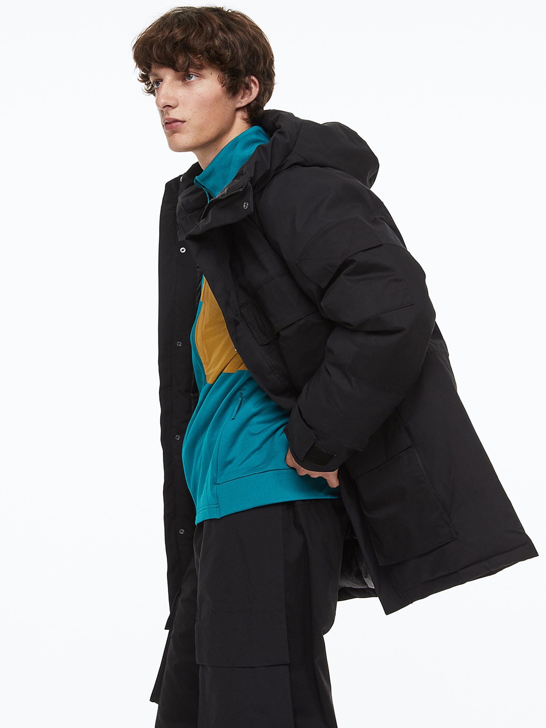 

H&M Men Black 2-Layer Insulated Parka