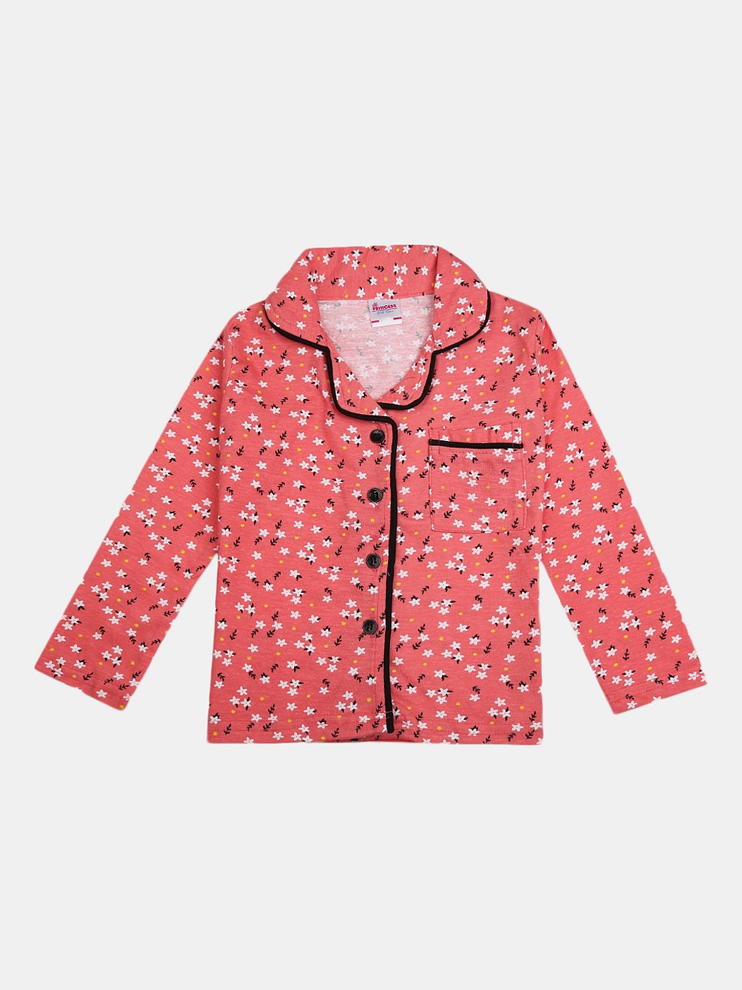 

V-Mart Girls Peach & White Printed Night suit