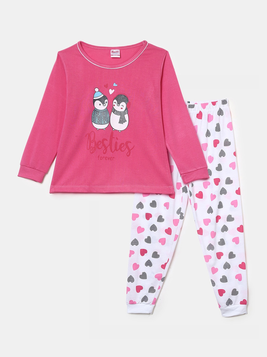 

V-Mart Girls Fuchsia & White Printed Night suit