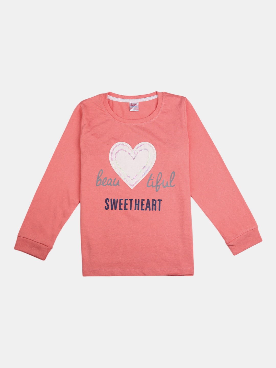 

V-Mart Girls Peach & White Printed Night suit