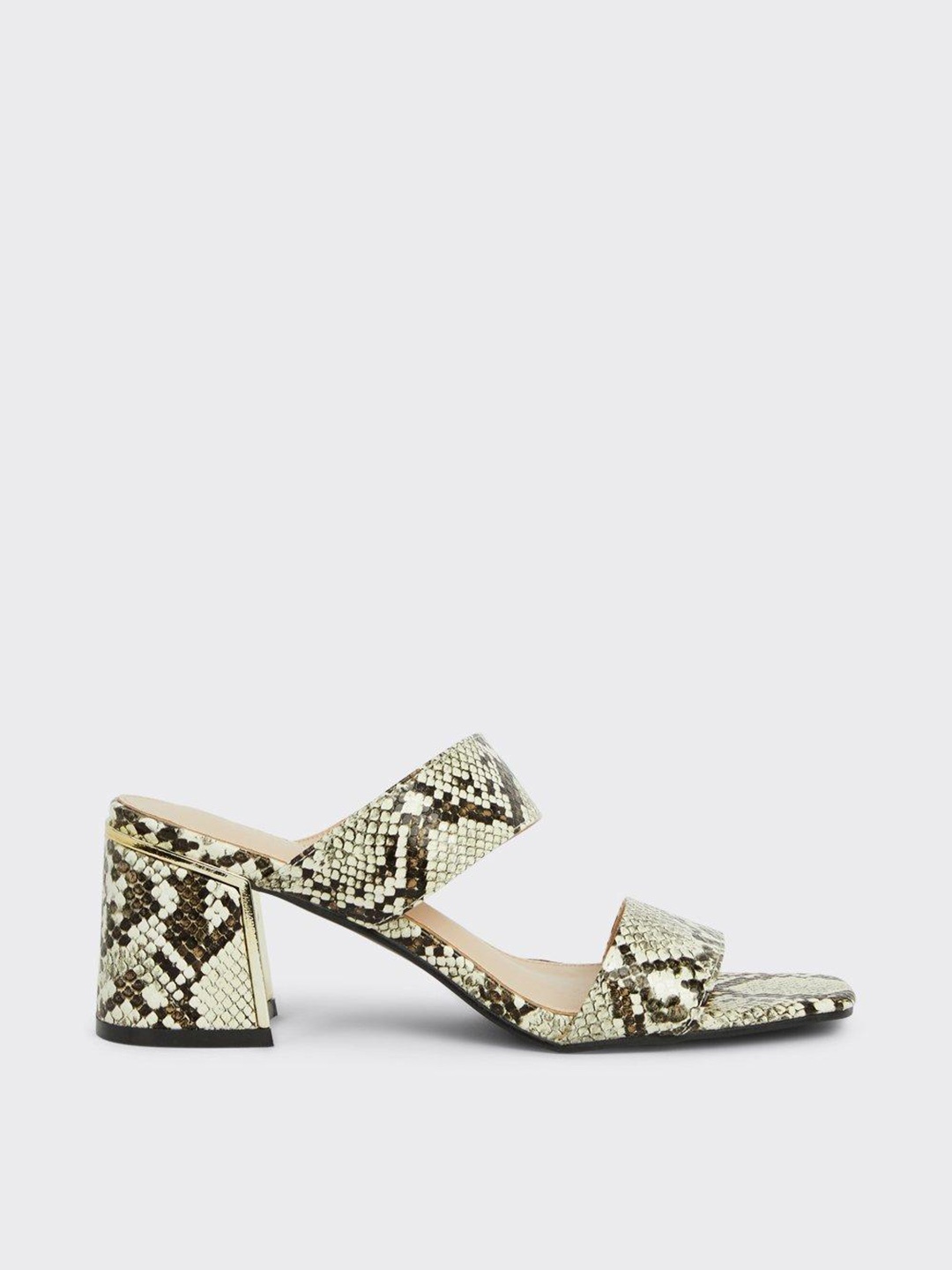 

DOROTHY PERKINS Women Off White & Black Textured Block Heel Sandals