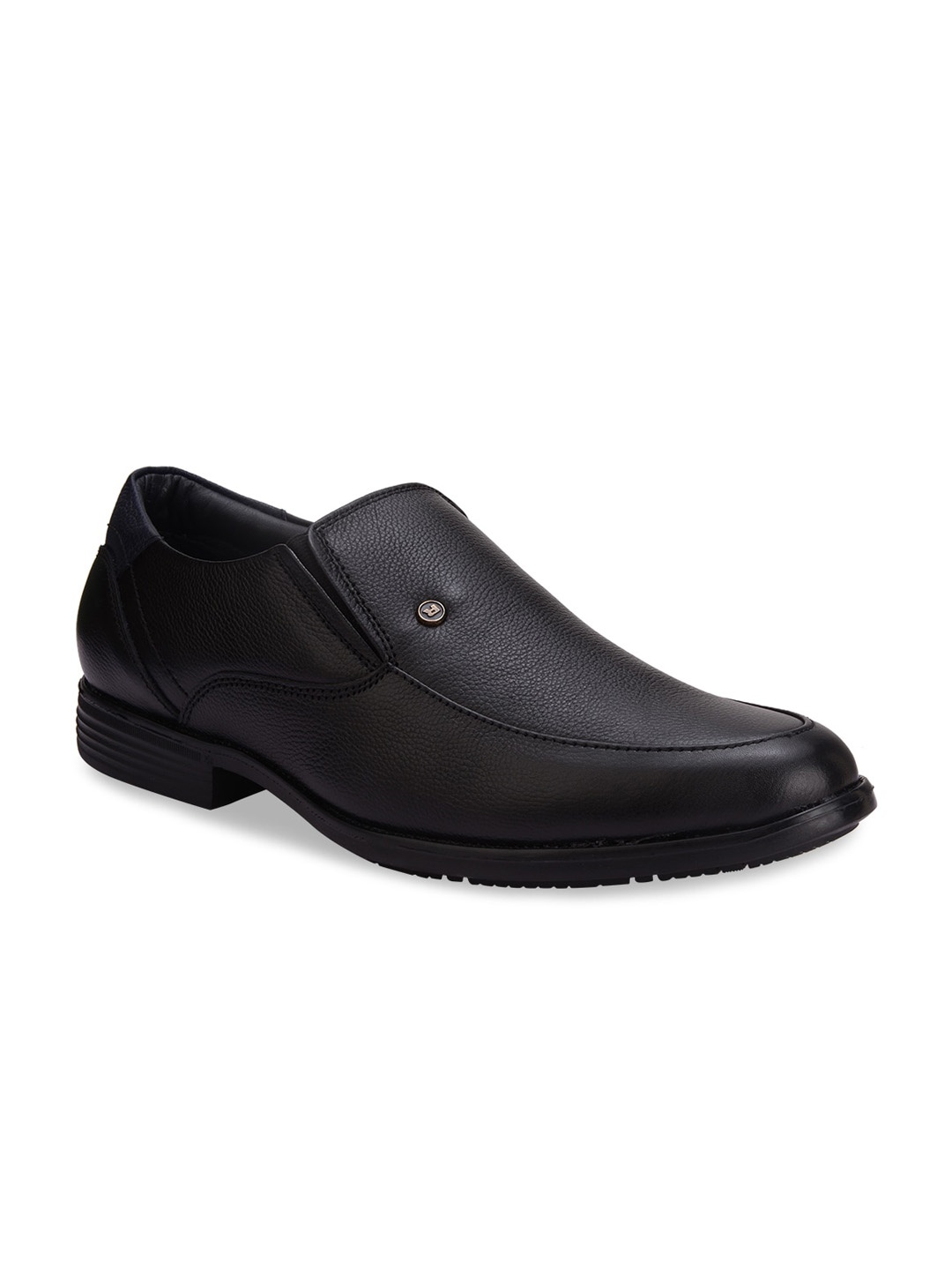 

Regal Men Black Solid Leather Formal Slip-On Shoes