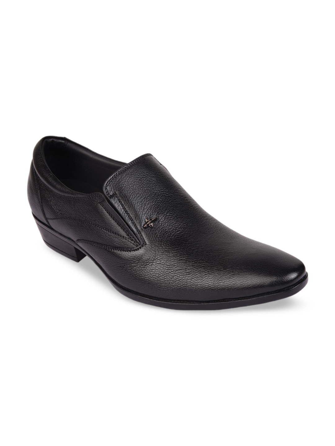 

Regal Men Black Solid Leather Formal Slip Ons