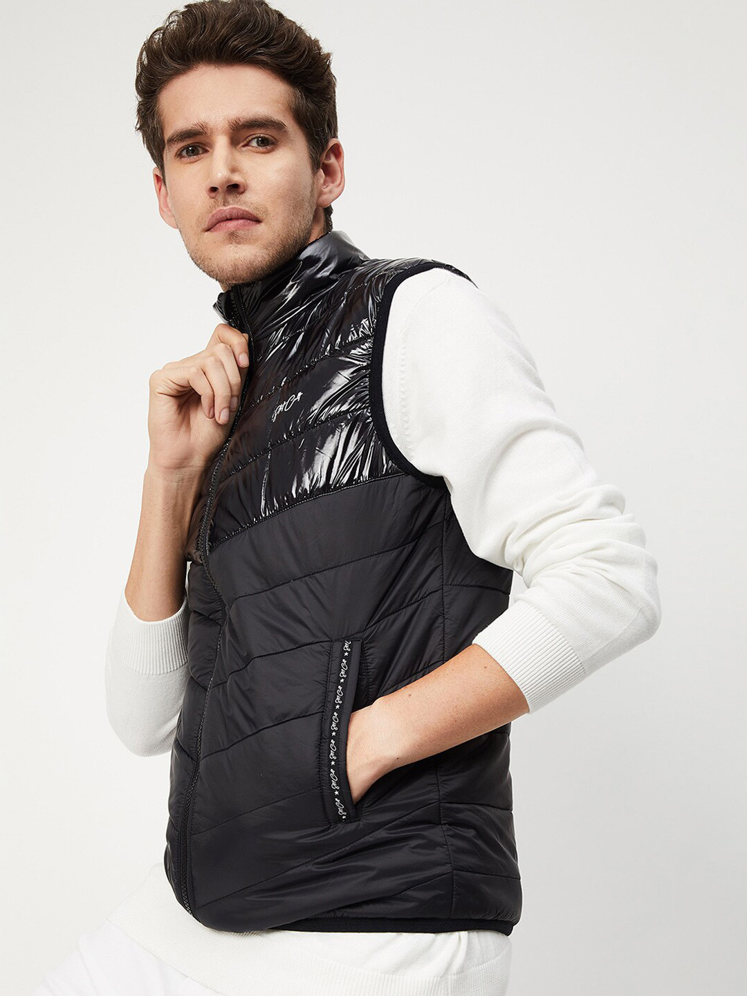 

max Men Black Puffer Jacket