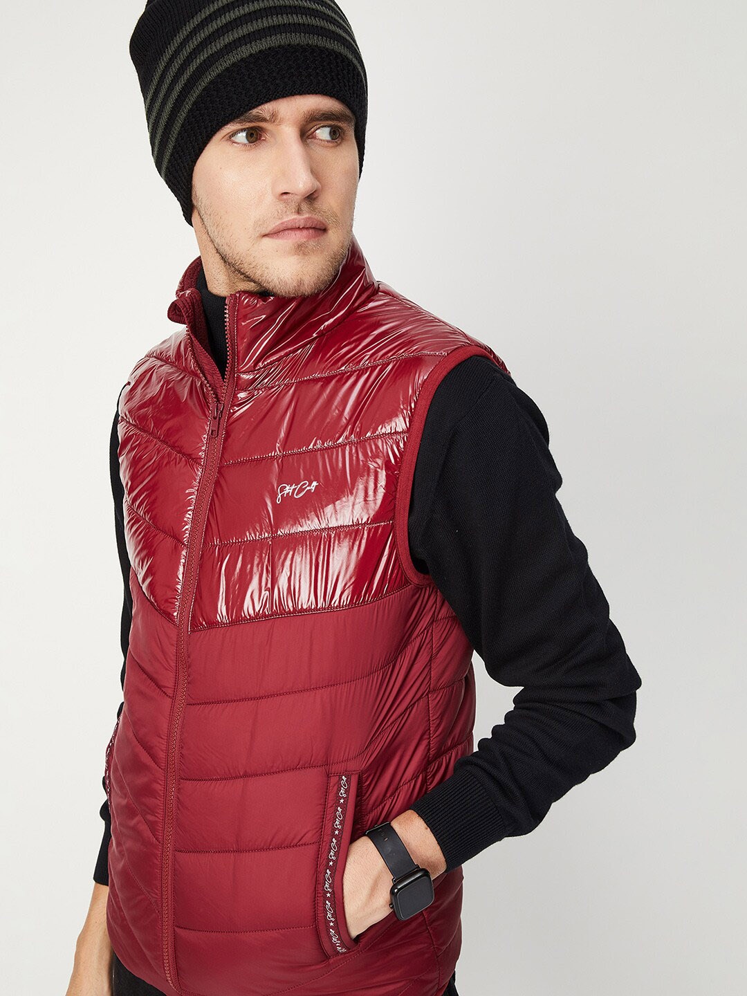 

max Men Red Puffer Jacket